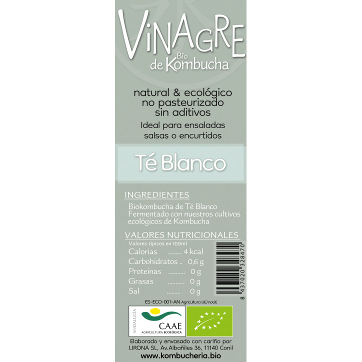 Vinagre de Bio Kombucha Té Blanco 250ml