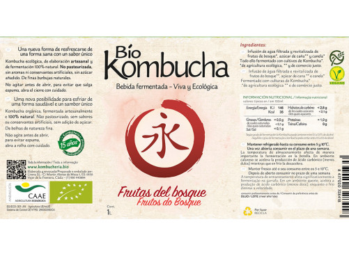 Bio Kombucha Frutas del Bosque 1L vidrio