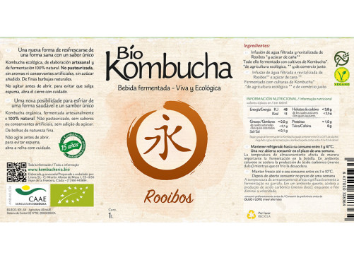 Bio Kombucha Rooibos 1L vidrio