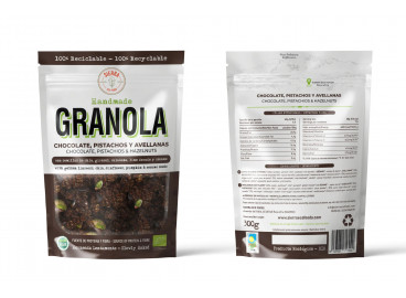 GRANOLA DE CHOCOLATE, PISTACHOS Y AVELLANAS eco