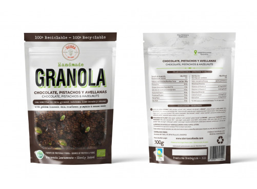 GRANOLA DE CHOCOLATE, PISTACHOS Y AVELLANAS eco