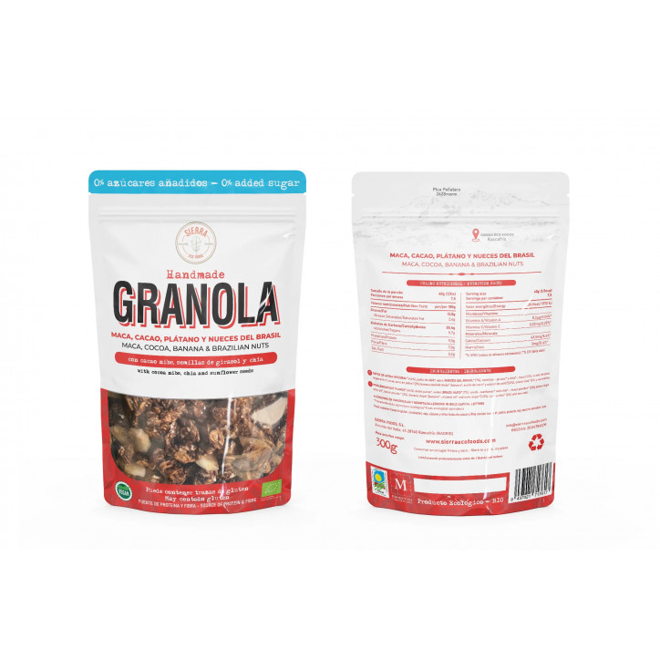 GRANOLA DE MACA, CACAO, PLÁTANO Y NUECES DEL BRASIL eco