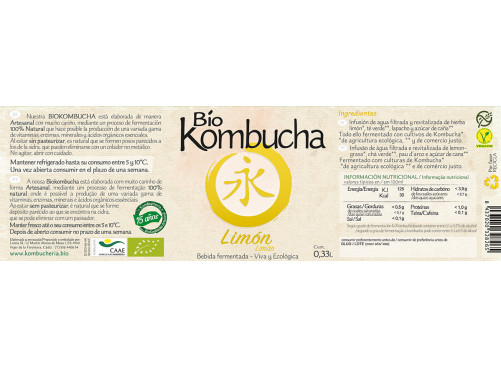 Bio Kombucha Limón 0,33L PET